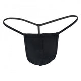 Black cotton spandex men's g-string underwear with comfort pouch and hip hugging straps