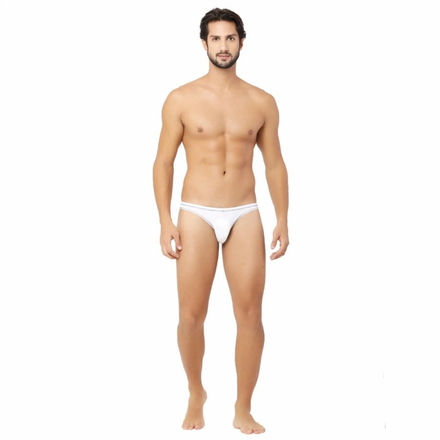 Men's white bamboo spandex briefs underwear - durable, UV protection, sweat-resistant, long-term freshness