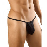 Black cotton spandex men's G-string pouch underwear, flattering unlined cut for comfort and enhancement