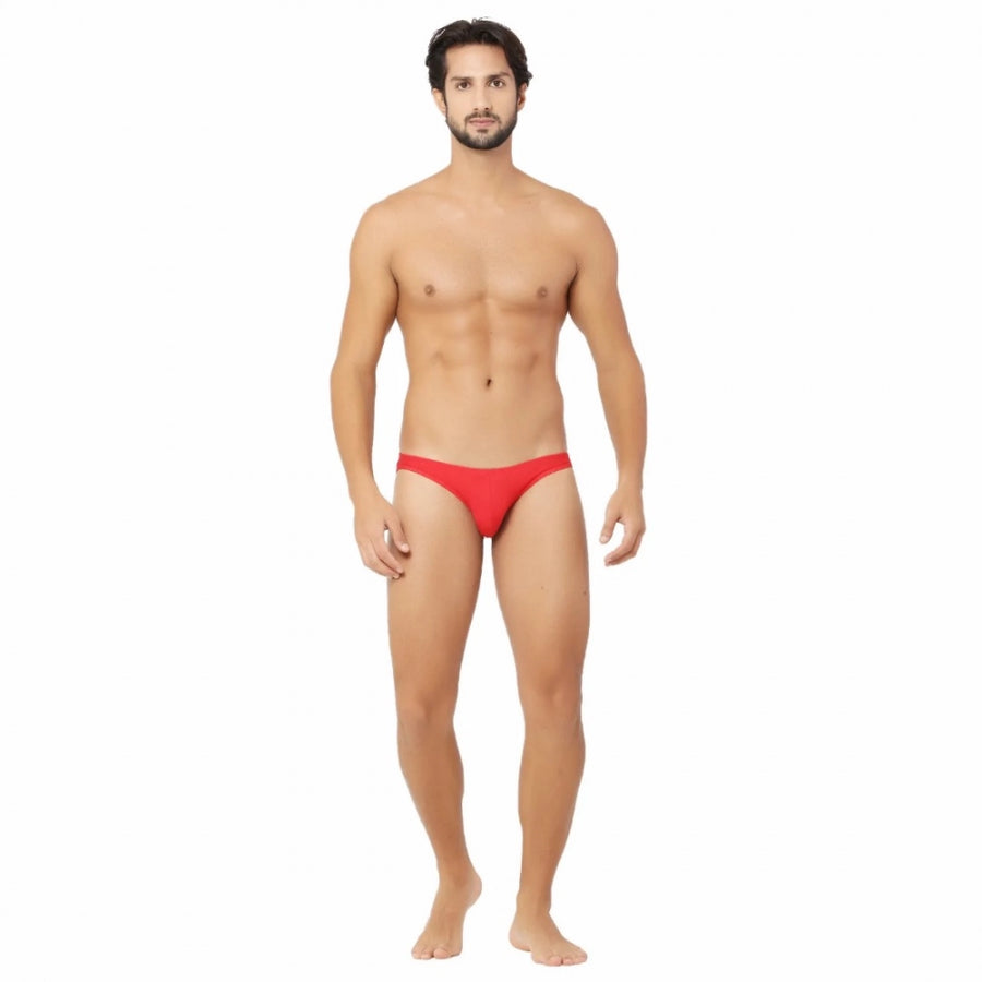 Men's red cotton ultra-soft briefs underwear - comfortable fit, contoured pouch, all-day fresh technology