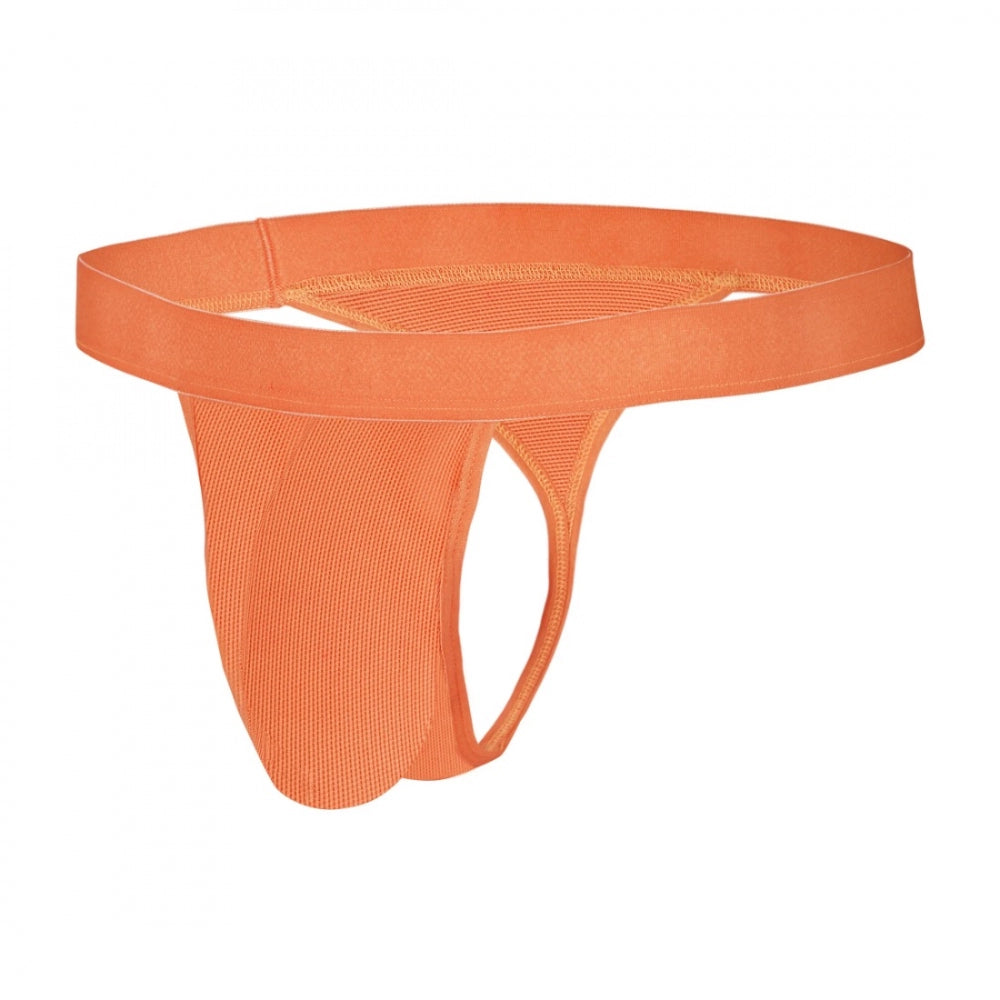 Tiger Orange nylon string side briefs for men, intimate underwear on display