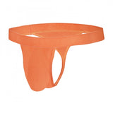 Tiger Orange nylon string side briefs for men, intimate underwear on display