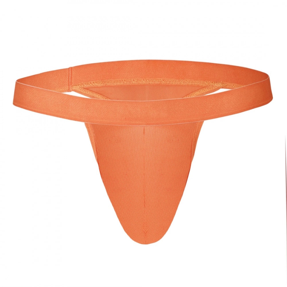 Tiger Orange nylon string side briefs underwear for men, low-rise pouch seamless G-String suitable for special occasions