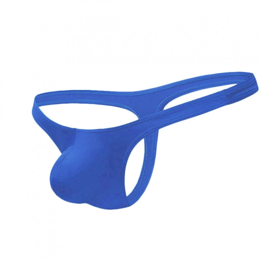 Blue cotton-spandex men's thong brief underwear for daily wear or pool parties