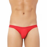 Red cotton spandex men's designer briefs underwear - ultra-fresh, contoured pouch, soft leg bindings, non-returnable due to hygienic standards