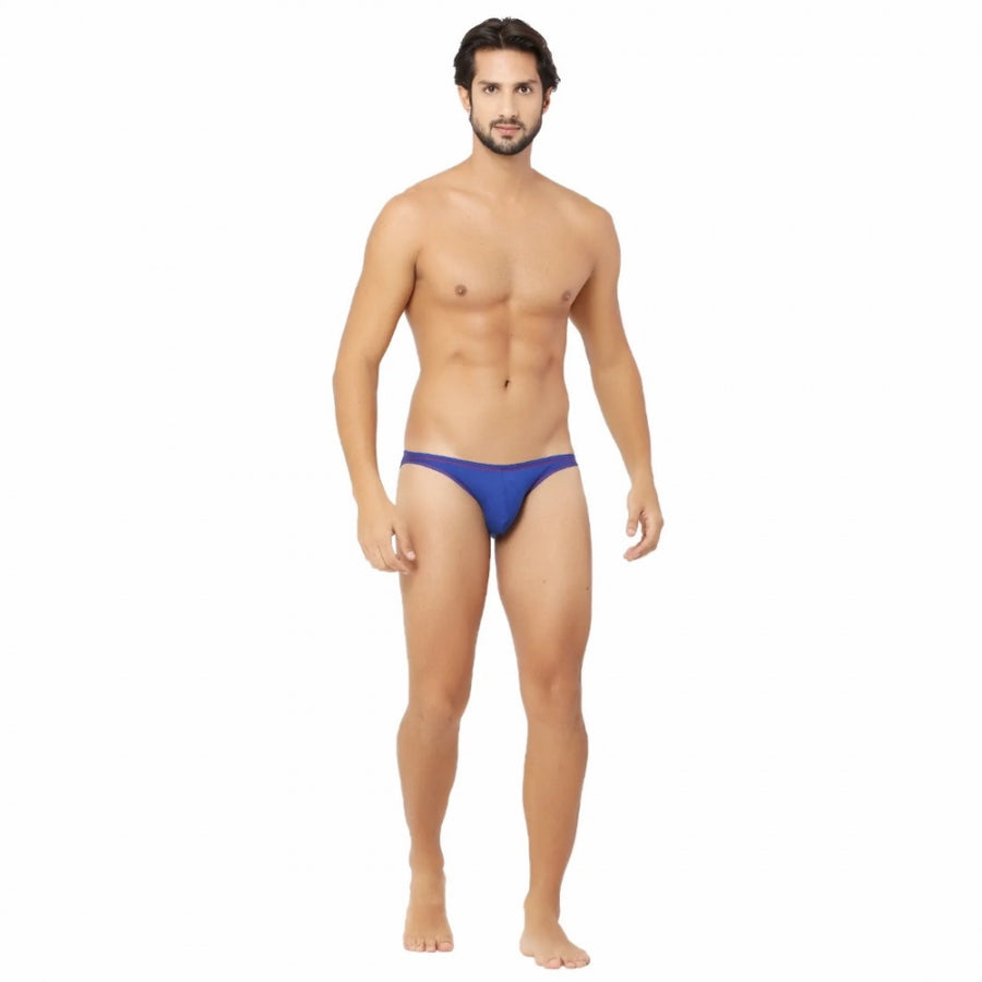 Blue cotton spandex men's hip cut briefs underwear - comfortable fit, contoured pouch, all-day fresh technology