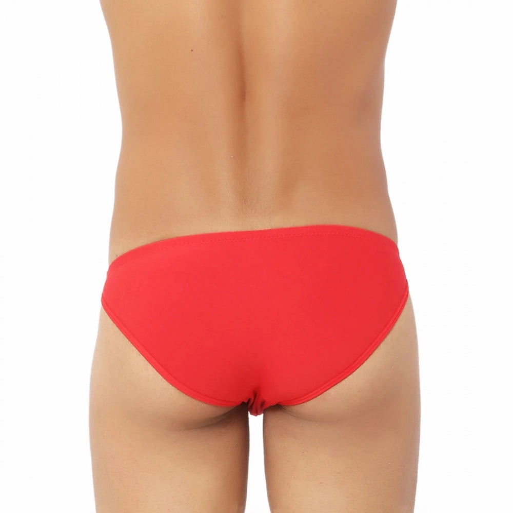 Red cotton ultra-soft men's briefs underwear, supportive contoured pouch, all-day fresh technology