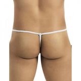 Men's white cotton spandex G-string pouch underwear, flattering design for comfort and enhancement