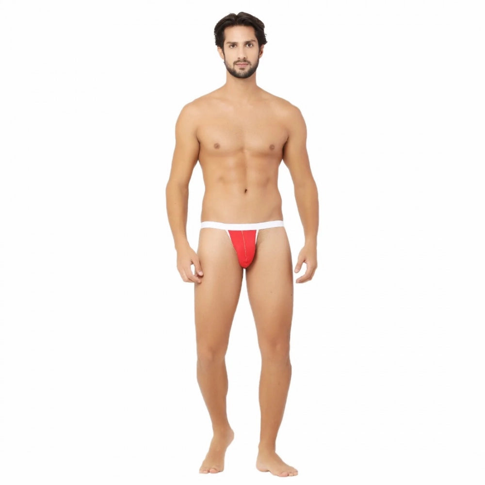 Red and white men's cotton spandex underwear, durable and stretchable for comfort all day long