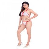 Light Pink Floral Printed Polyamide Halter Neck Lingerie Set - Charming, fashionable, and soft lingerie for special occasions