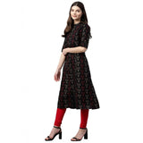 Black cotton printed kameez women's fashion
