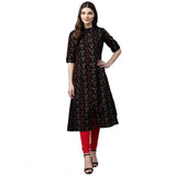 Women's kurti with a black print on cotton fabric