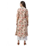 Women's Cotton Printed Floral Print Kurti (Multicolor, Cotton) - GillKart