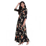 Womens Rayon Printed Maxi Dress Black Rayon