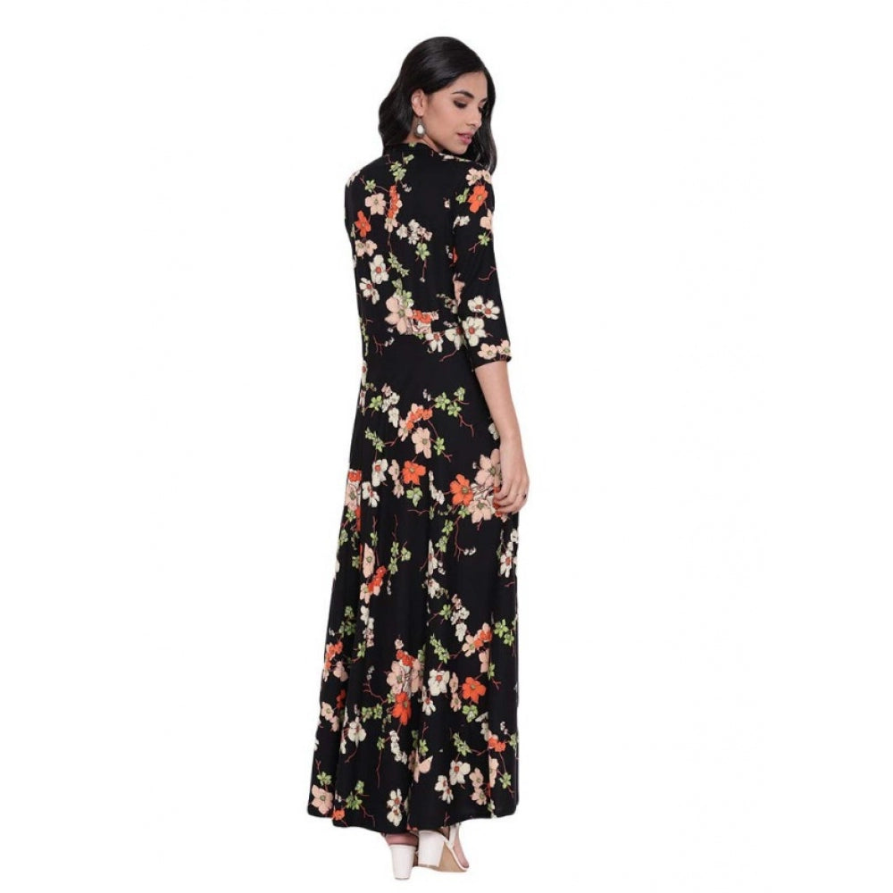 Womens Rayon Printed Maxi Dress Black Rayon