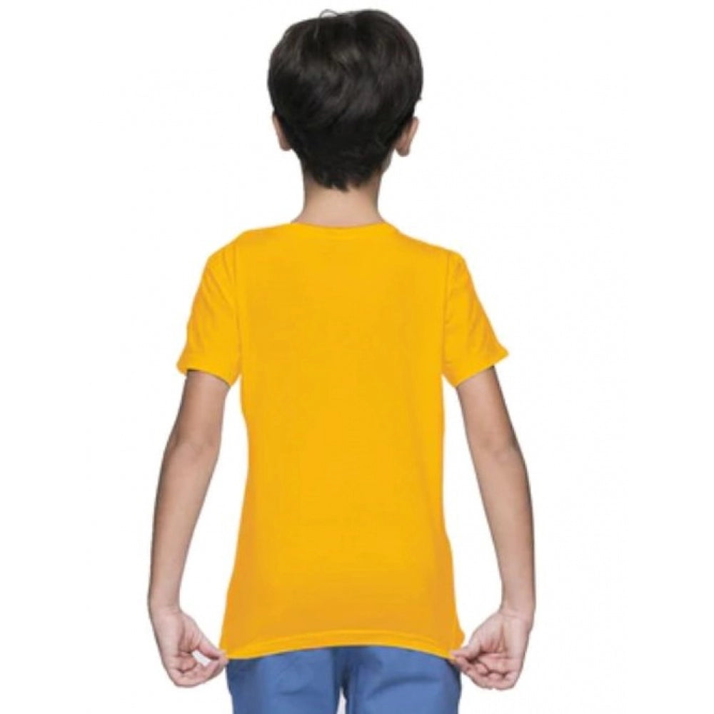 Yellow cotton boys half sleeve t-shirt, casual wear for kids