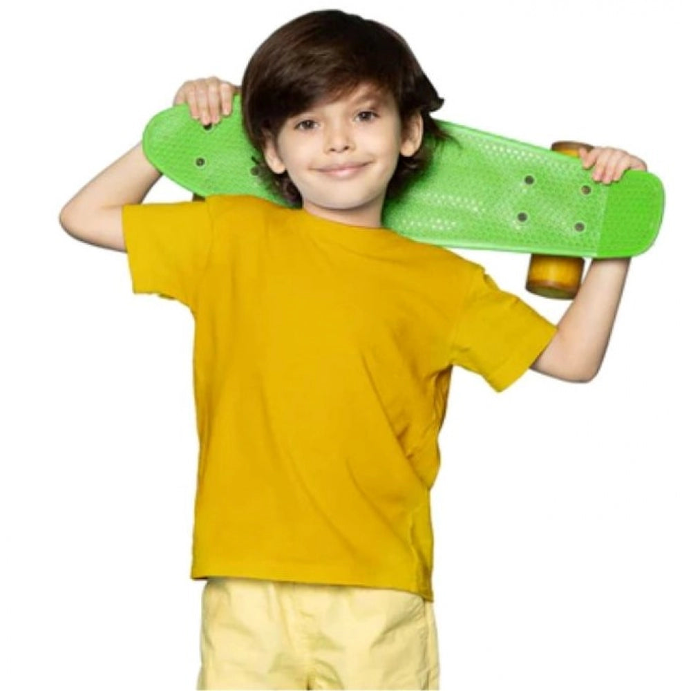 Yellow cotton half sleeve t-shirt for boys, casual everyday wear