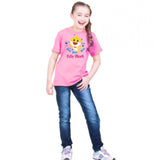 Pink cotton baby shark half sleeve t-shirt for girls, perfect casual wear for little ones