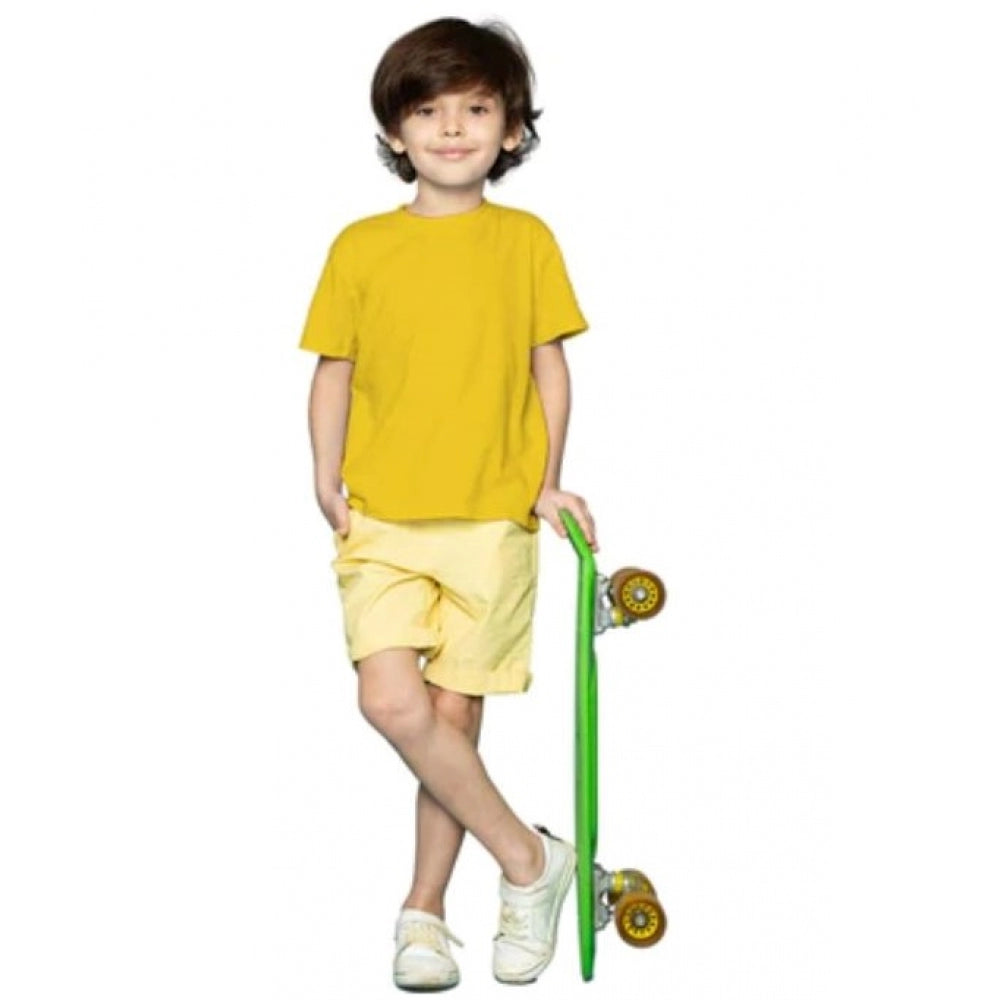 Yellow cotton half sleeve t-shirt for boys, comfortable casual wear