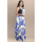Blue Joya Silk saree with unstitched blouse (5-6 mtrs), printed style, Banglory silk blouse in solid work
