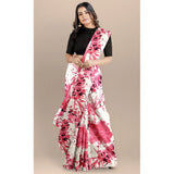 Pink Joya Silk saree with blouse (5-6 mtrs), printed design on solid Banglory silk unstitched blouse