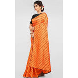 Orange Vichitra saree with unstitched brocade blouse featuring sequence work for daily wear