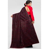 Red Vichitra saree with brocade blouse (5-6 mtrs), intricate sequence work for party occasions, display not included