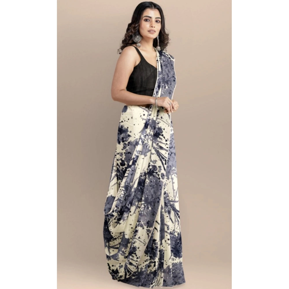 Black Joya silk saree with unstitched blouse (5-6 mtrs), vibrant print on luxurious silk fabric