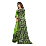 Lycra blend saree with blouse (Pista), half-half style, mirrorwork Banglory silk blouse, 5-6 meters for festive parties