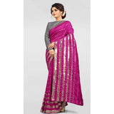 Pink Vichitra saree with blouse (5-6 mtrs), sequin work on party wear