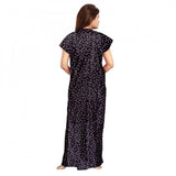 Grey cotton printed maxi nighty for daily wear