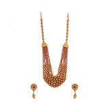 Women's Ethnic Five Layer Brass Mala With Crystal For Women And Girls (Red, Free Size)