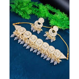 Women's Necklace Chowker Set (Grey, Free Size)