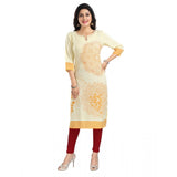Yellow viscose blend 3/4 sleeve tunic long kurti for women