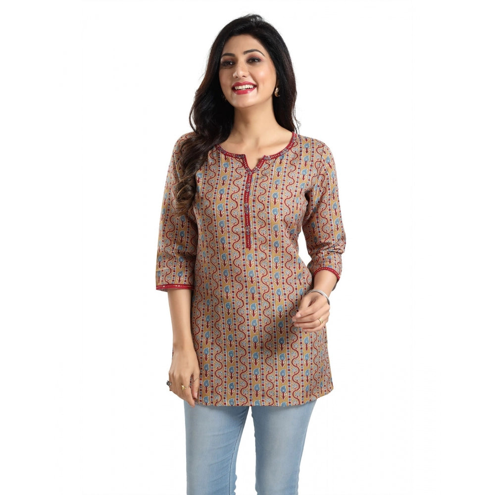 Multicolor viscose blend tunic short top with 3/4 sleeves, ideal for casual wear