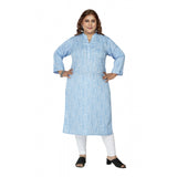Women's Casual 3/4th Sleeve Full printed Imported Synthetix Straight Kurti (Blue)