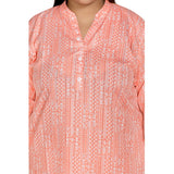 Women's Casual 3/4th Sleeve Imported Synthetix Full printed Straight Kurti (Corel Pink)