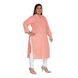 Women's Casual 3/4th Sleeve Imported Synthetix Full printed Straight Kurti (Corel Pink)