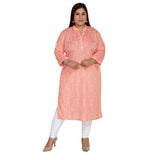 Women's Casual 3/4th Sleeve Imported Synthetix Full printed Straight Kurti (Corel Pink)