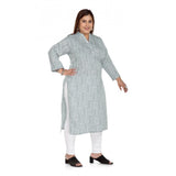 Women's Casual 3/4th Sleeve Imported Synthetix Full printed Straight Kurti (Grey)
