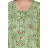 Women's Casual 3/4th Sleeve Rayon Golden Foil Printed Straight Kurti (Pista Green)