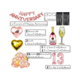 13Th Anniversary Rose Gold Foil Balloons With Happy Decoration Items Set (Rose Gold) - GillKart