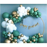 Multicolor birthday decoration combo: Gold Happy Birthday banner, foil balloons, pump. Eco-friendly, non-toxic, safe for kids