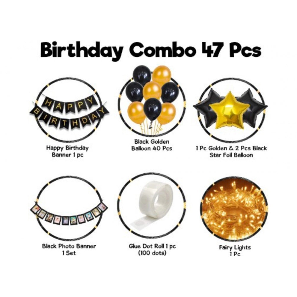 Multicolor Happy Birthday Foil Decoration Combo: Banner, Balloons, LED light & Photo banner, eco-friendly, safe for kids