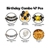 Multicolor Happy Birthday Foil Decoration Combo: Banner, Balloons, LED light & Photo banner, eco-friendly, safe for kids