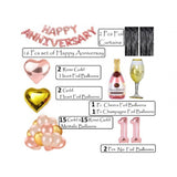 Rose Gold Foil Balloons set with champagne bottle, 11th Anniversary decoration.