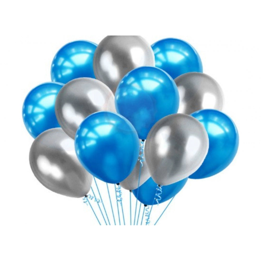 13Th Happy Birthday Decoration Combo With Foil And Star Balloons (Blue, Silver) - GillKart
