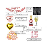 15Th Anniversary Rose Gold Foil Balloons With Happy Decoration Items Set (Rose Gold) - GillKart