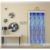Blue foil curtain decoration, 6 ft, birthday party backdrop.