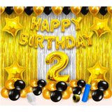 2Nd Birthday Golden Theme Decoration Items (Multicolor) - GillKart